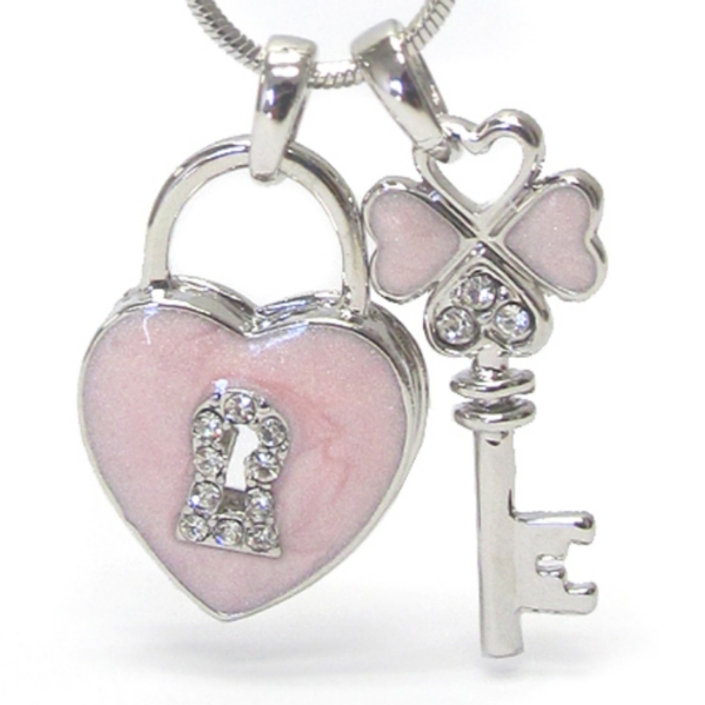 Heart Key Charm Necklace